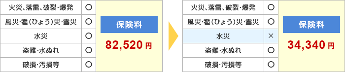 水災補償対象外の保険料例